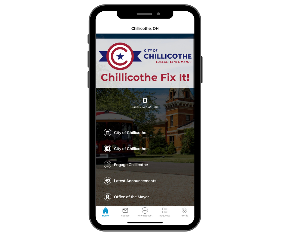 Chillicothe Fix It! home screen