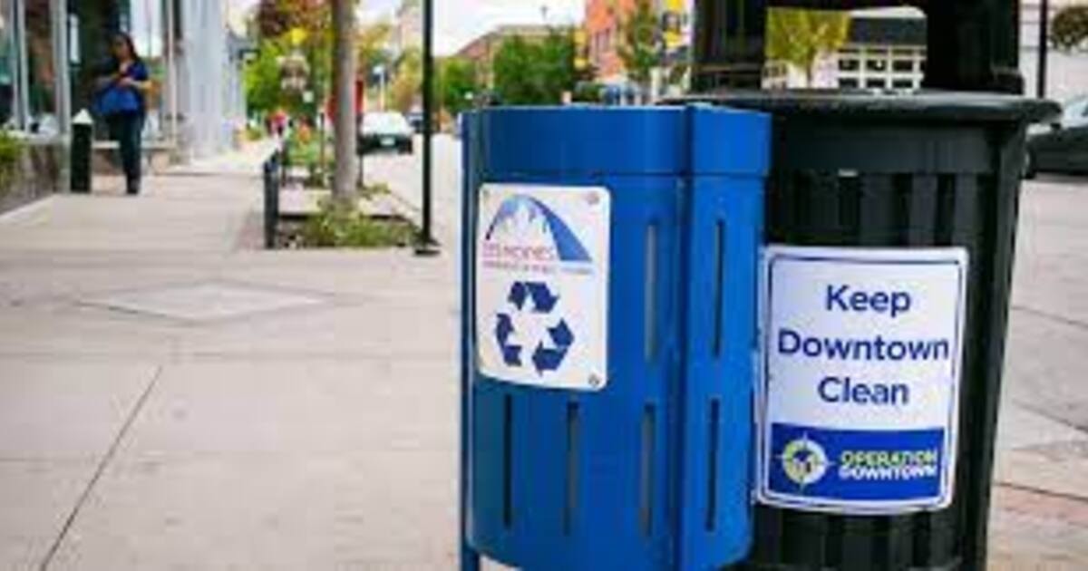 Downtown Recycling Bins